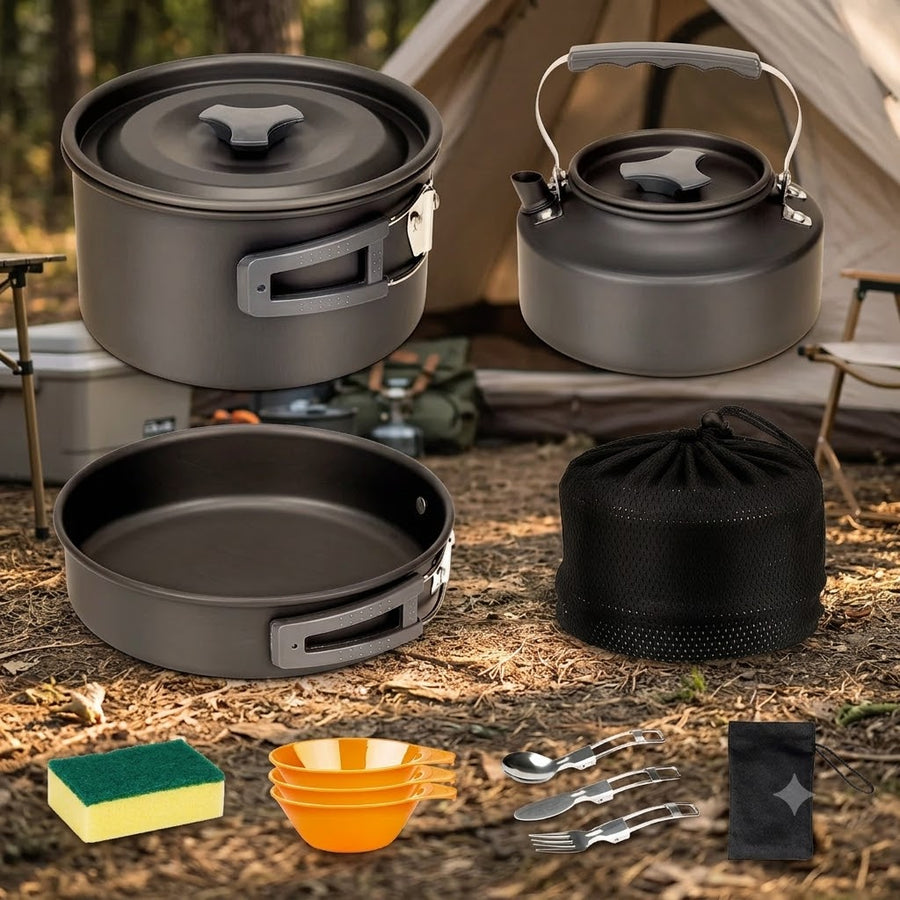 Camping Cookware Set — Pot, Kettle & Pan (1.5 lbs)