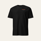 Black tee photographed from the front: Big Bend in wood type on the left chest
