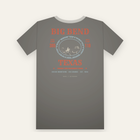 Charcoal tee, back print: a red and blue rodeo poster, BIG BEND over a rider in an oval, TEXAS below