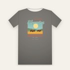 Charcoal tee, back print: Wyoming script over two bison and a big sun, Home on the Range
