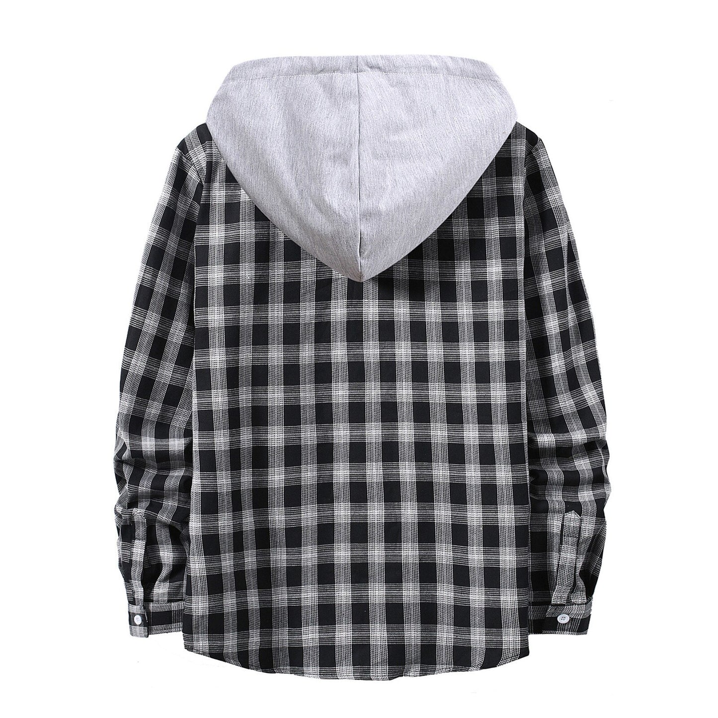 Mens Plaid Hooded Checked Flannel Shirt