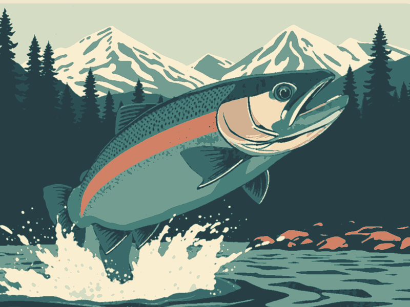 Detail of the Rainbow Trout artwork